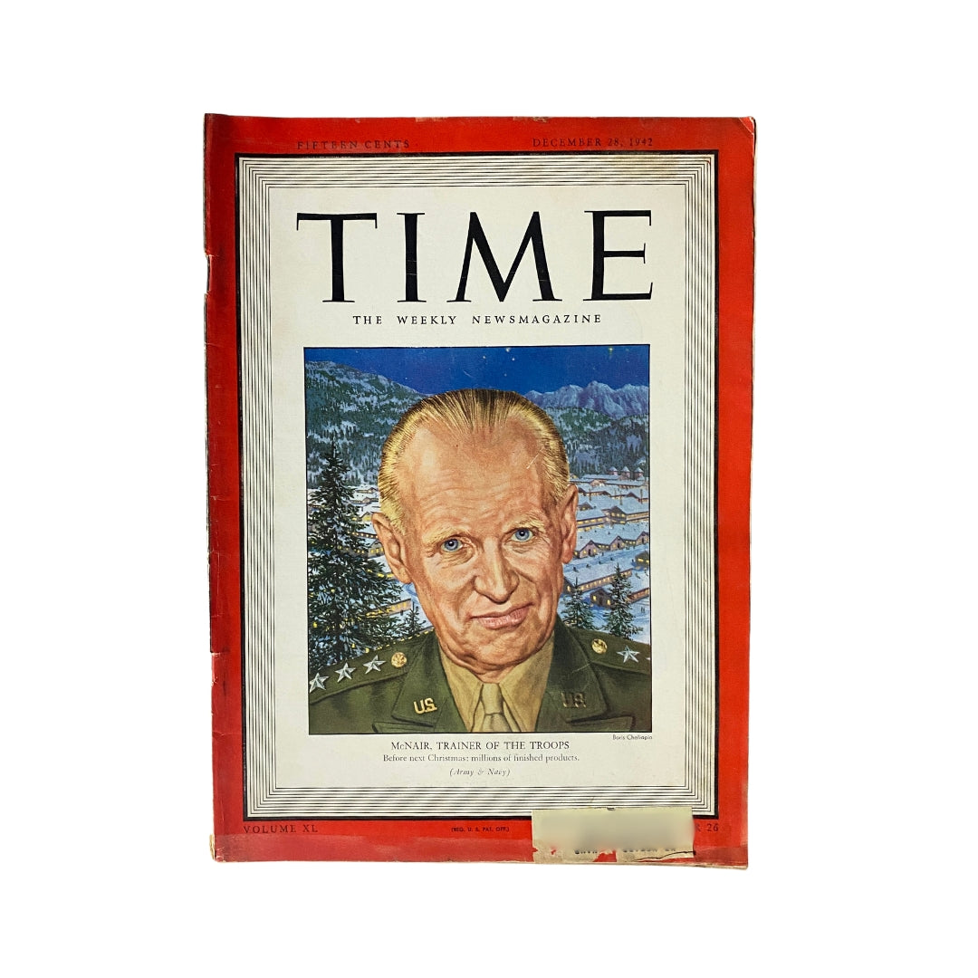 VTG Time Magazine December 28, 1942 Vol 40 No. 26 McNair, Trainer of The Troops