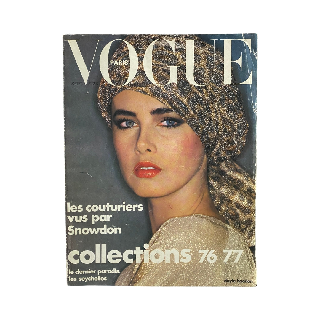 Vogue Paris Magazine September 1976 Model Dayle Haddon Cover No Label