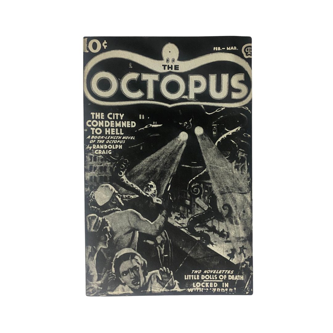 The City Condemned to Hell cover page of VTG Octopus Magazine February 1939 featuring dramatic artwork and bold title.