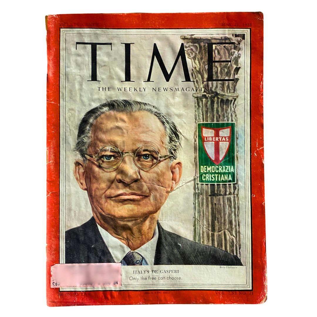 VTG Time Magazine May 25, 1953 Vol 61 No. 21 Italy's Alcide De Gasperi