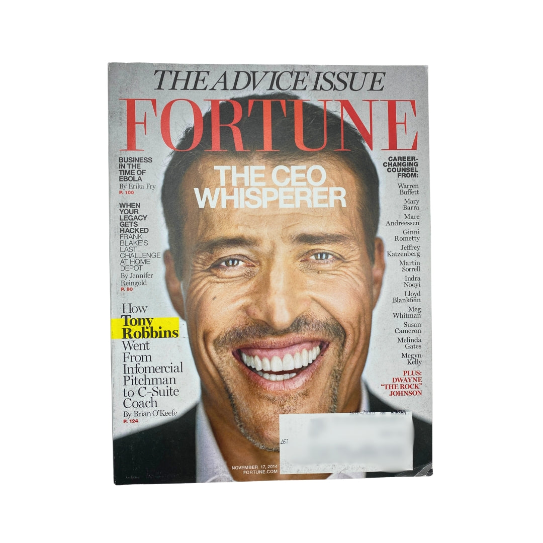 Fortune Magazine November 17, 2014 issue featuring Tony Robbins, known as 'The CEO Whisperer', with a smiling portrait on the cover.