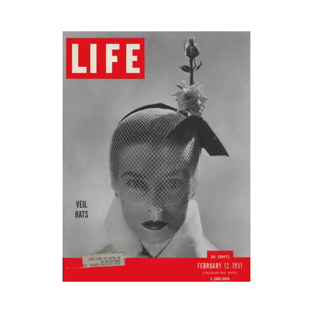 VTG Life Magazine February 12, 1951 Veil Hats Fashion