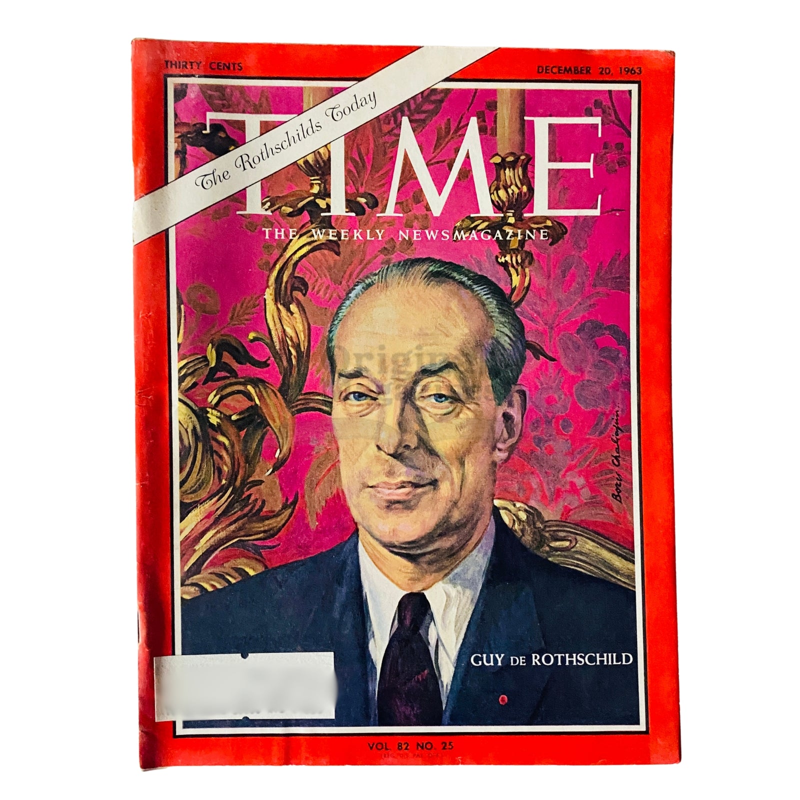 Time Magazine December 20, 1963 Vol 82 No. 25 featuring a portrait of Guy de Rothschild, showcasing the notable cover art and highlights of the 1960s.