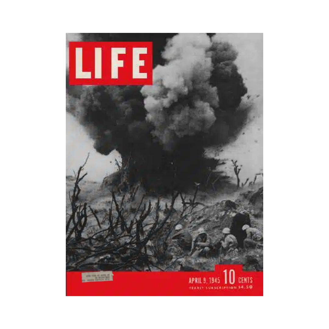 VTG Life Magazine April 9, 1945 Iwo Jima Island in Ogasawara, Tokyo, Japan