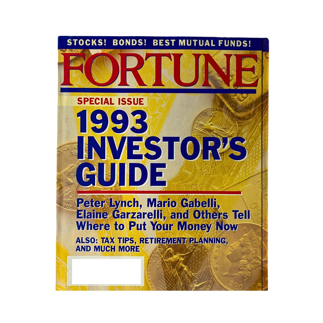 Fortune Magazine Fall 1992 Special Issue 1993 Investor's Guide cover featuring key financial insights, including strategies from renowned investors like Peter Lynch and Mario Gabelli.