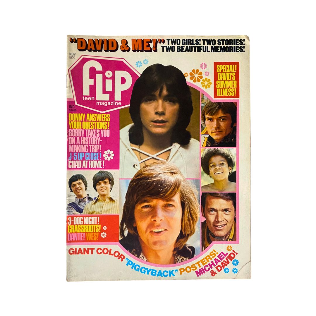 VTG Flip Teen Magazine November 1971 David Cassidy VG w Poster No Label