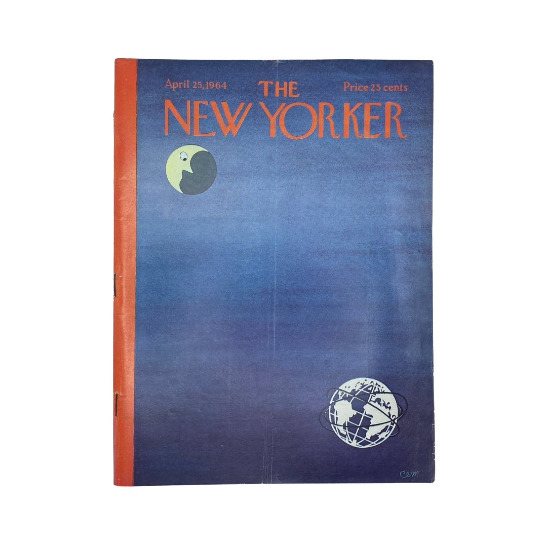 Cover of The New Yorker Complete Magazine from April 25, 1964 featuring artwork by Charles E. Martin, showcasing a minimalist design with blue and orange hues.