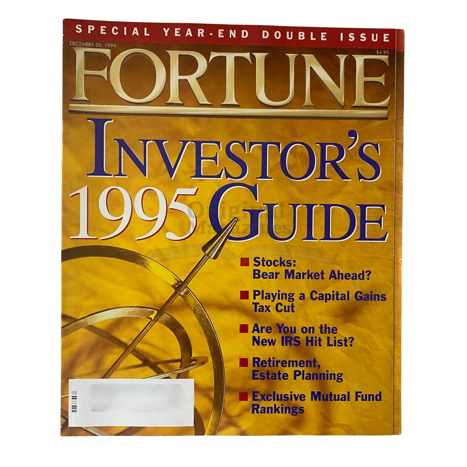 Cover of Fortune Magazine December 26, 1994 featuring the Investor's Guide 1995, highlighting articles on market trends and investment strategies.