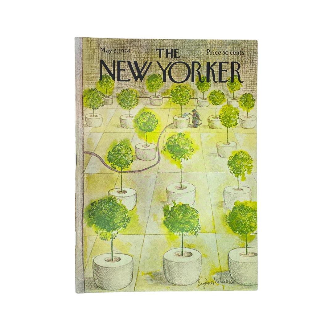 The New Yorker Complete Magazine May 6, 1974 cover featuring trees in pots illustrated by Eugene Mihaesco.