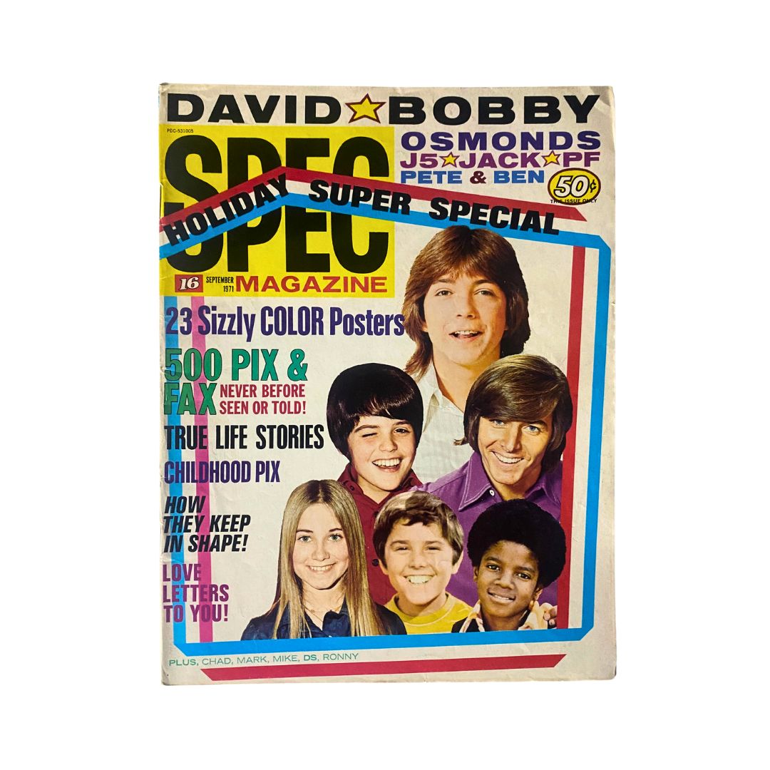 VTG 16 SPEC Magazine September 1971 Bobby Sherman w Poster No Label