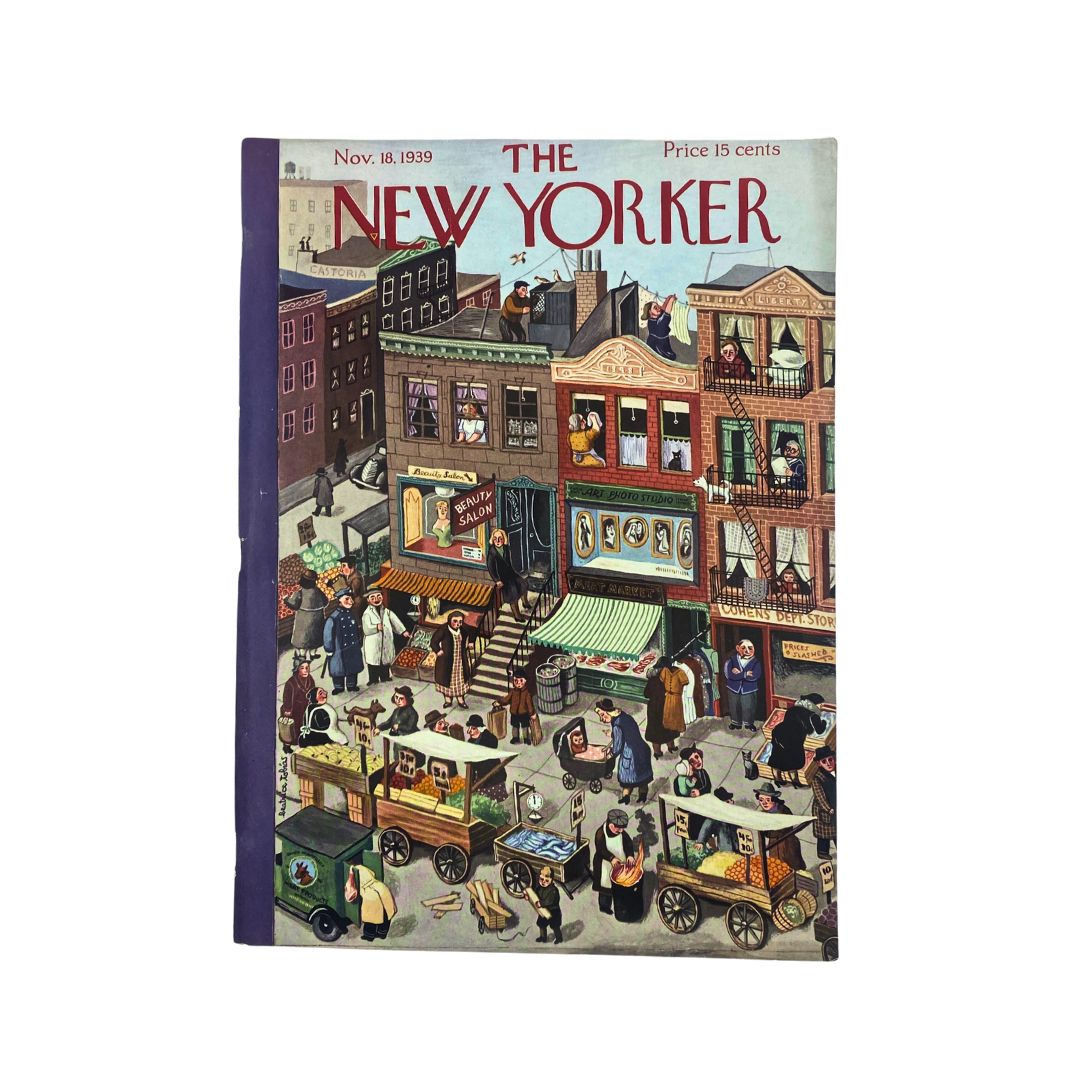 The New Yorker Complete Magazine November 18, 1939 Beatrice Tobias Cover VG