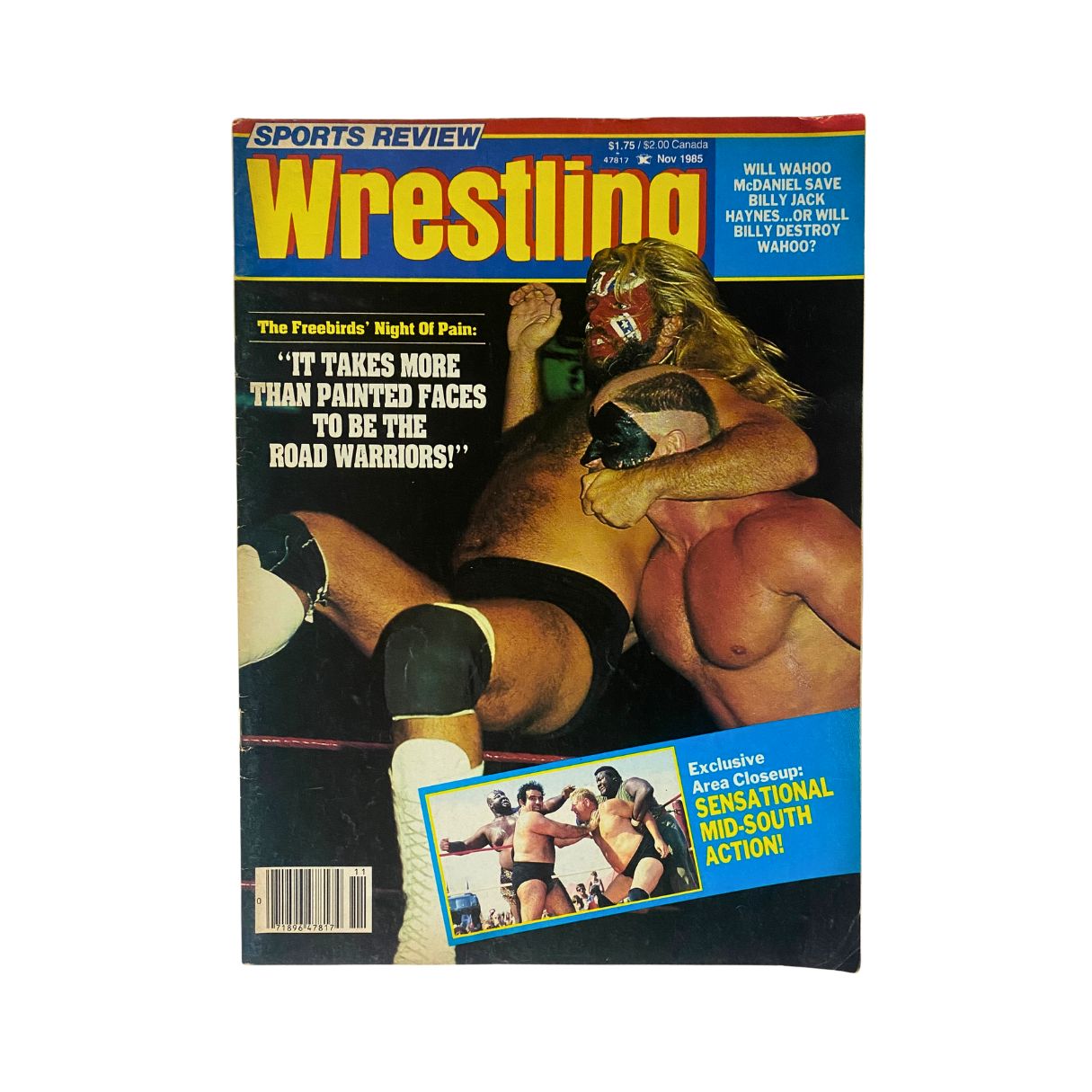 VTG Sports Review Wrestling Magazine November 1985 Fabulous Freebirds No Label