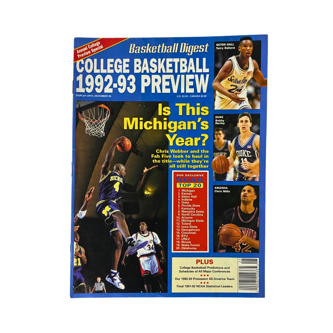 Basketball Digest Magazine 1992-1993 College Basketball Preview No Label VG