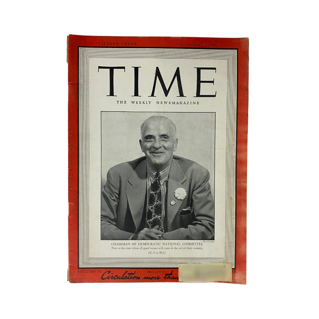 VTG Time Magazine October 12, 1942 Vol 40 No. 15 Edward Flynn of Nat'l Committee