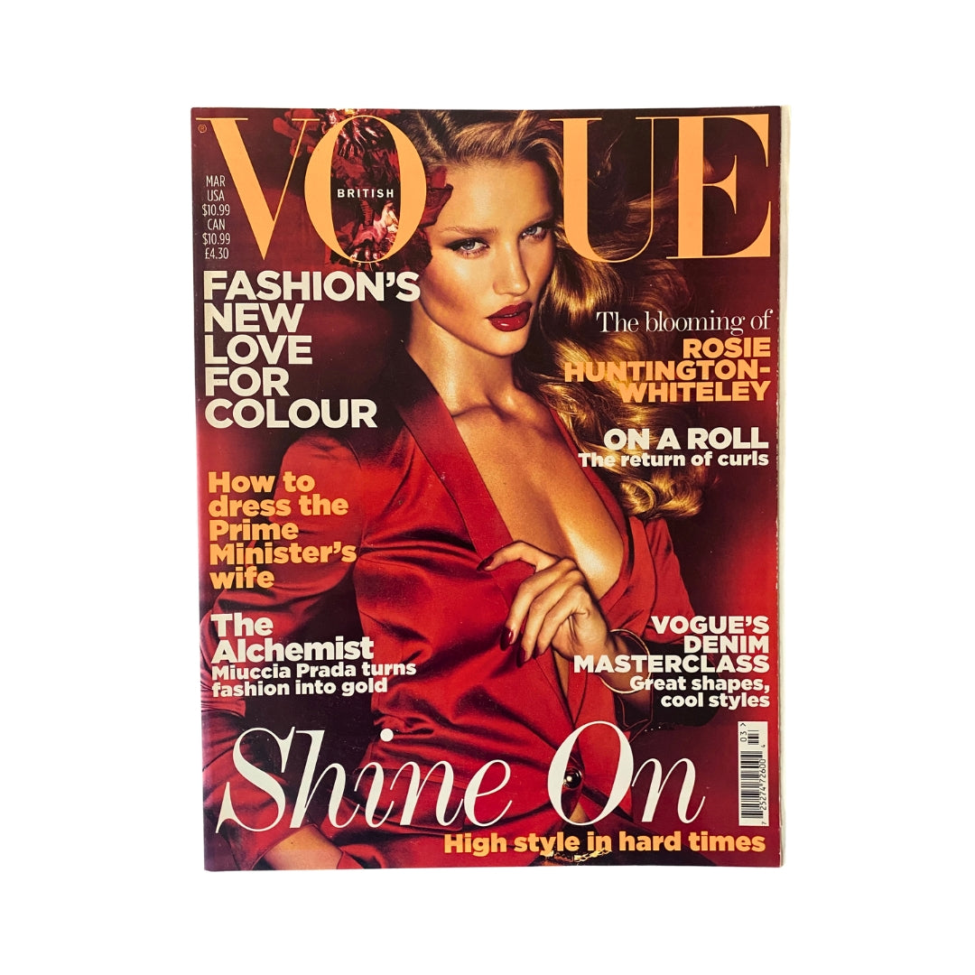 Vogue UK Magazine March 2011 Rosie Huntington-Whiteley Cover No Label VG