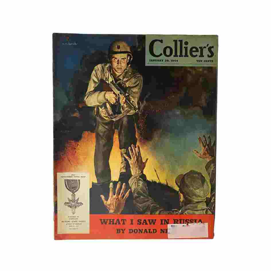 VTG Collier's Magazine January 29, 1944 The Hero on The Cover by C.C. Beall