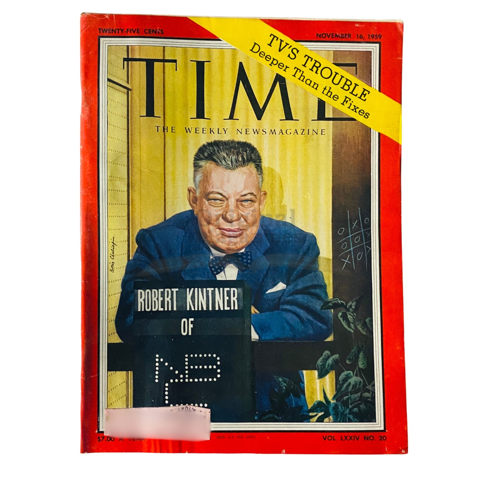 Cover of Time Magazine November 16, 1959, Vol 74 No. 20 featuring Robert Kintner, showcasing historical insights from the late 1950s.