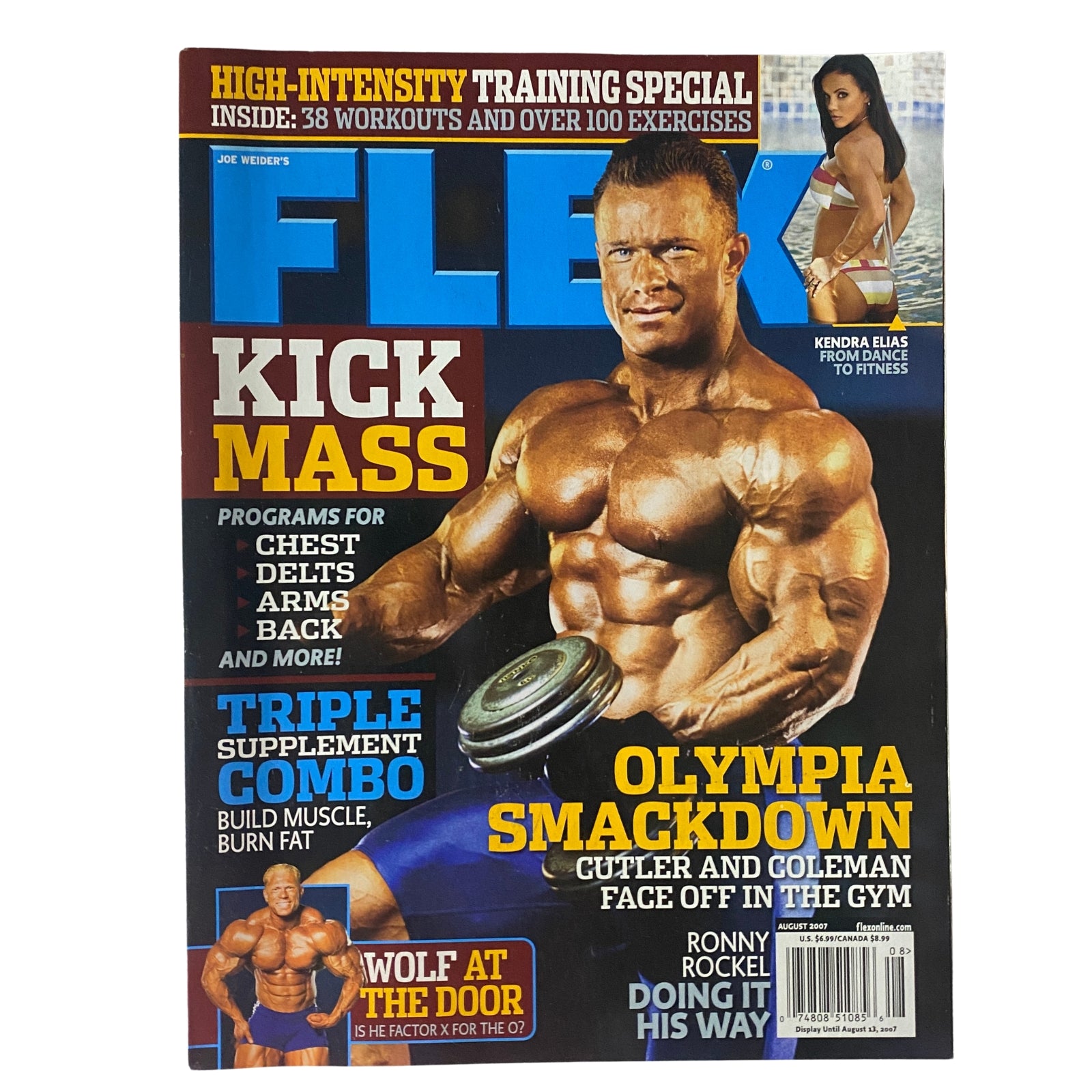 Flex Magazine August 2007 Ronny Rockel, Kendra Elias, Dennis Wolf VG No Label