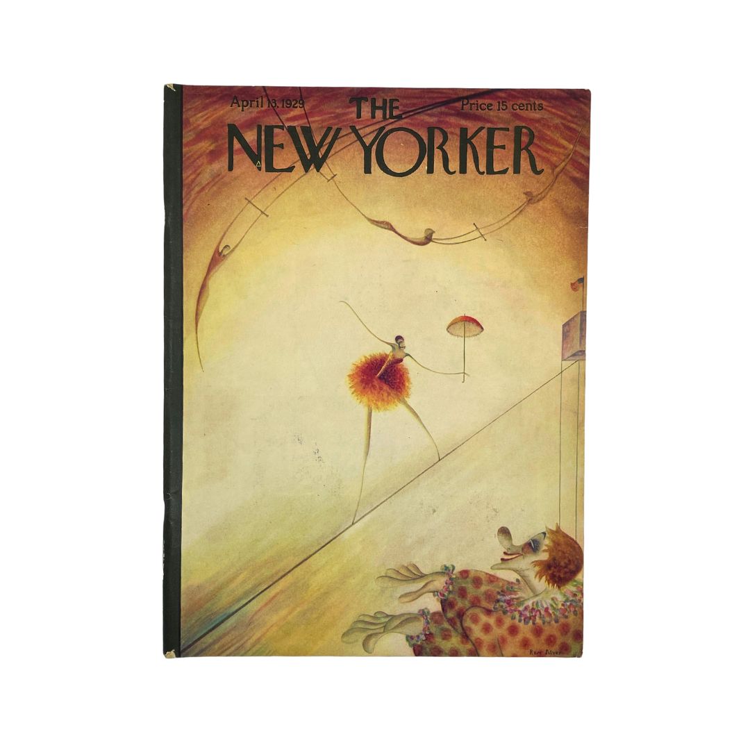 The New Yorker Complete Magazine April 13, 1929 Rose Silver Cover VG