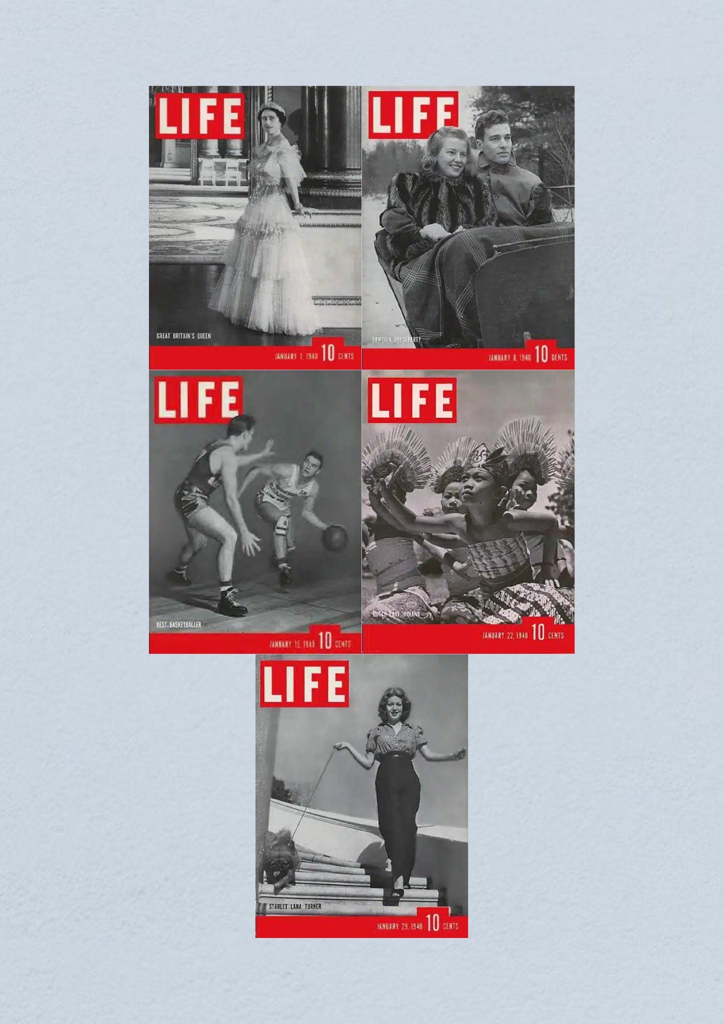 Life Magazine Lot of 5 Full Month of January 1940 1, 8, 15, 22, 29 WWII ERA