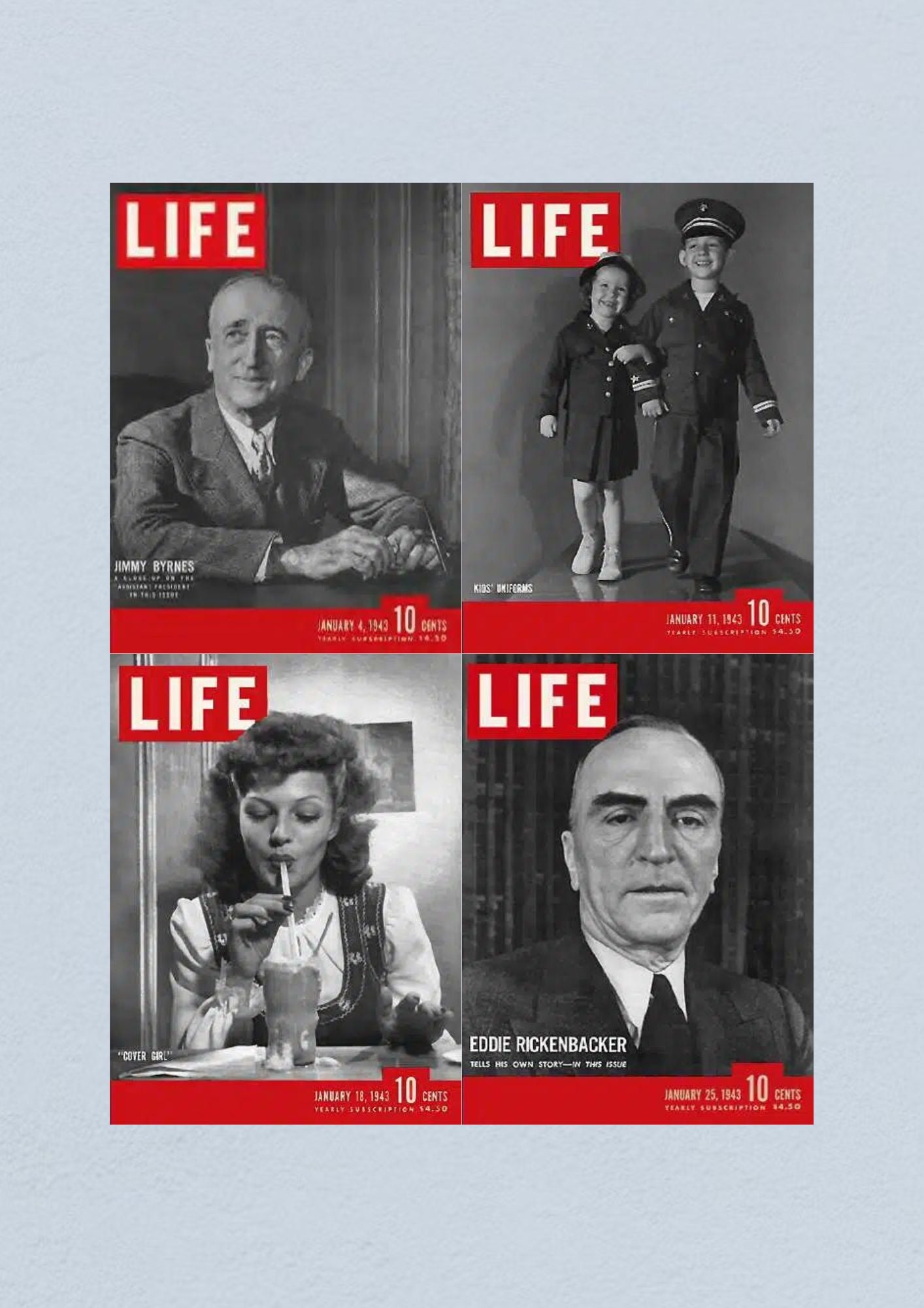 Life Magazine Lot of 4 Full Month of January 1943 4, 11, 18, 25 WWII ERA