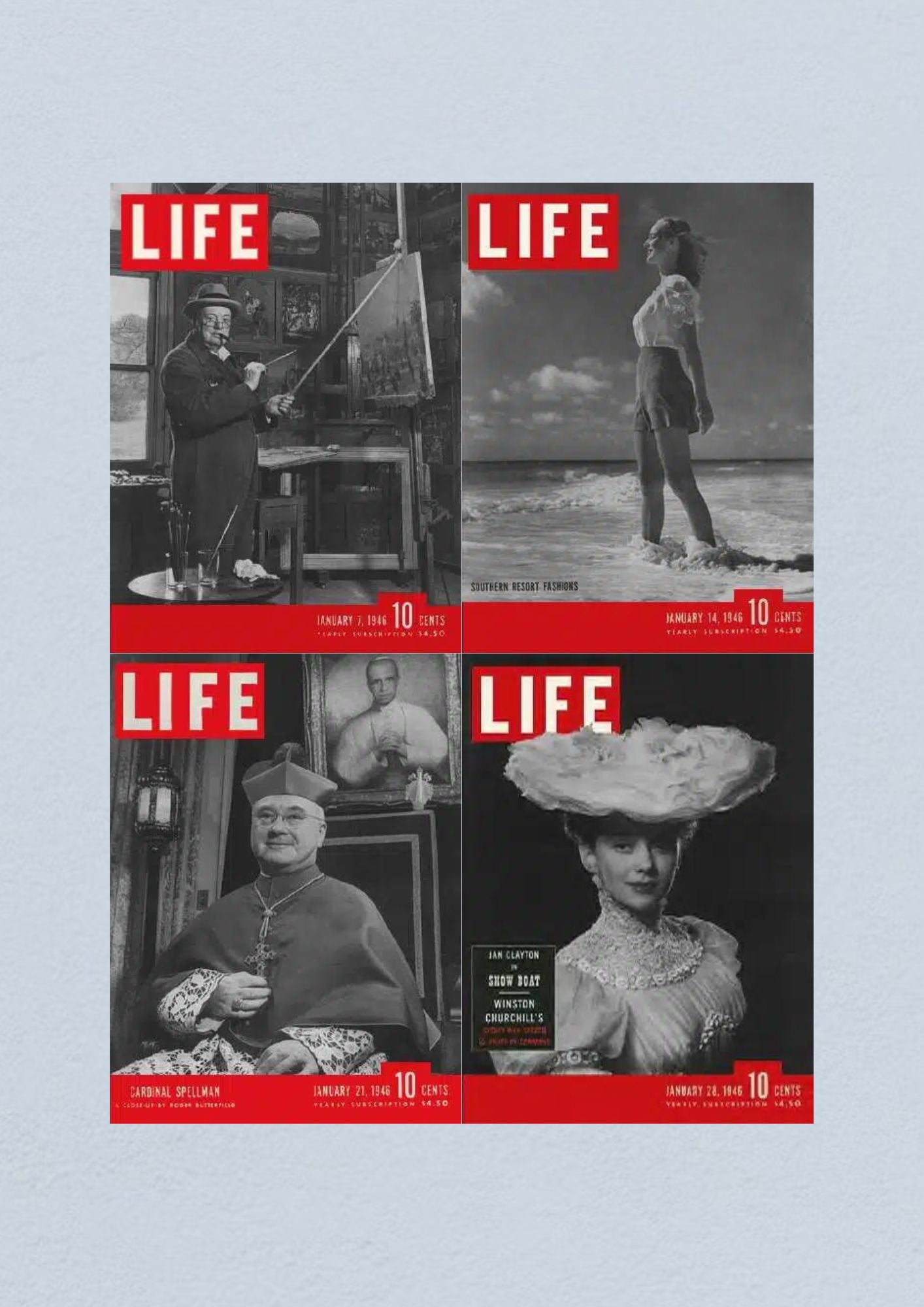 Life Magazine Lot of 4 Full Month of January 1946 7, 14, 21, 28