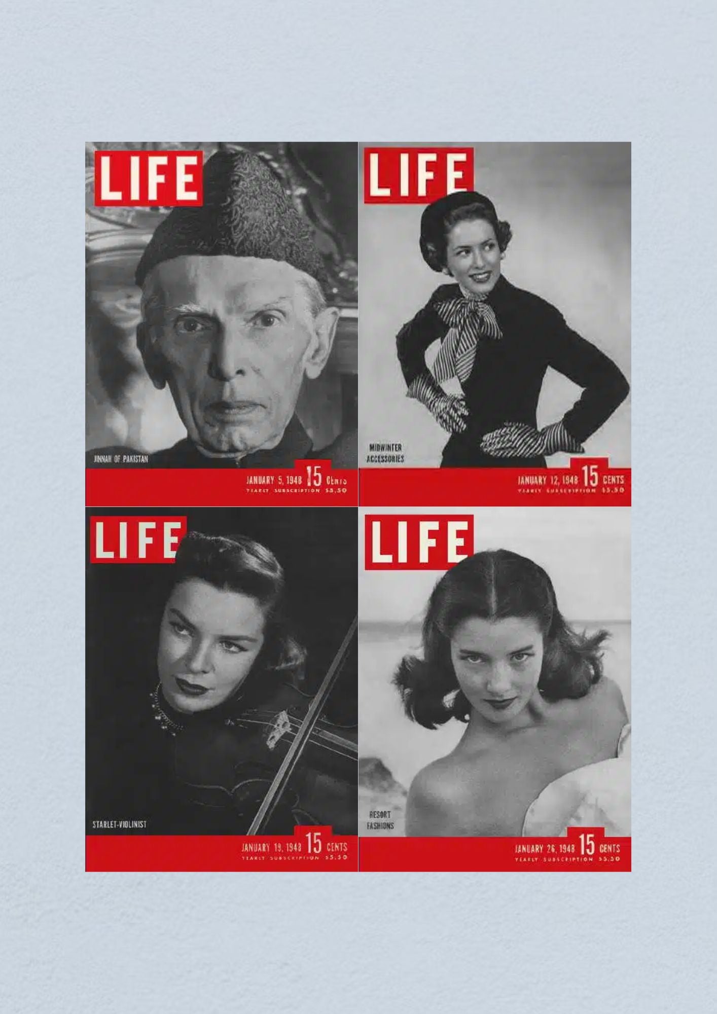 Life Magazine Lot of 4 Full Month January 1948 5, 12, 19, 26 Jinnah Of Pakistan