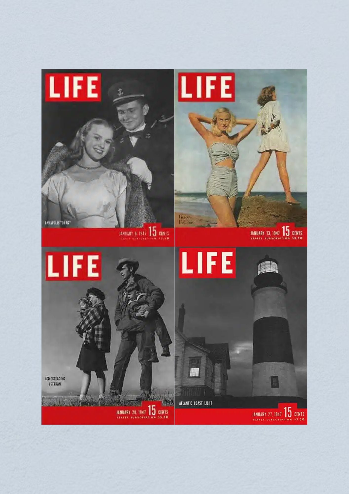 Life Magazine Lot of 4 Full Month of January 1947 6, 13, 20, 27