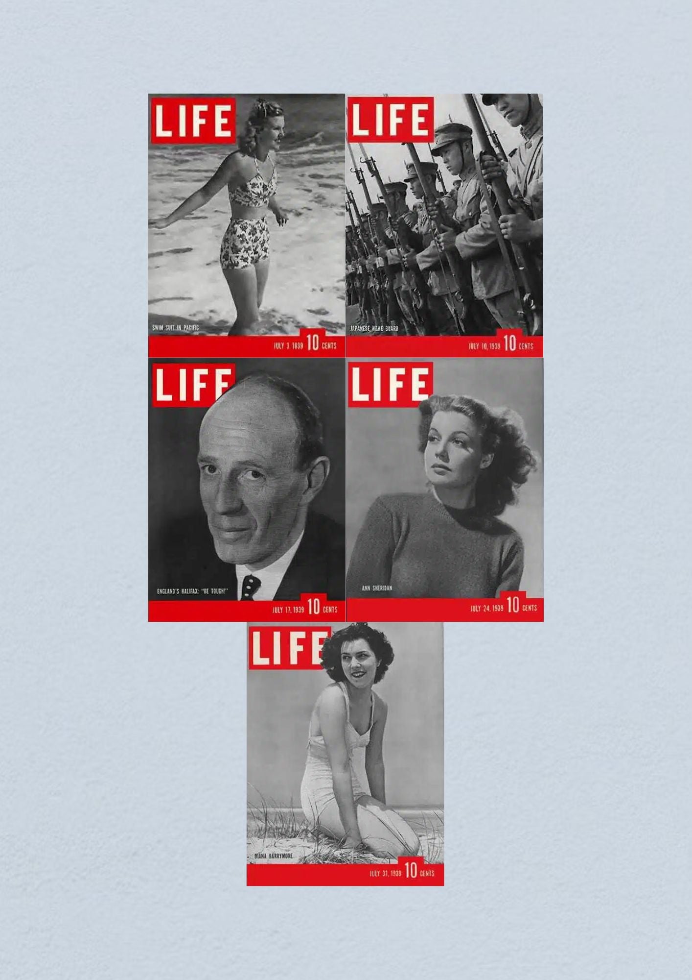 Life Magazine Lot of 5 Full Month of July 1939 3, 10, 17, 24, 31 WWII ERA