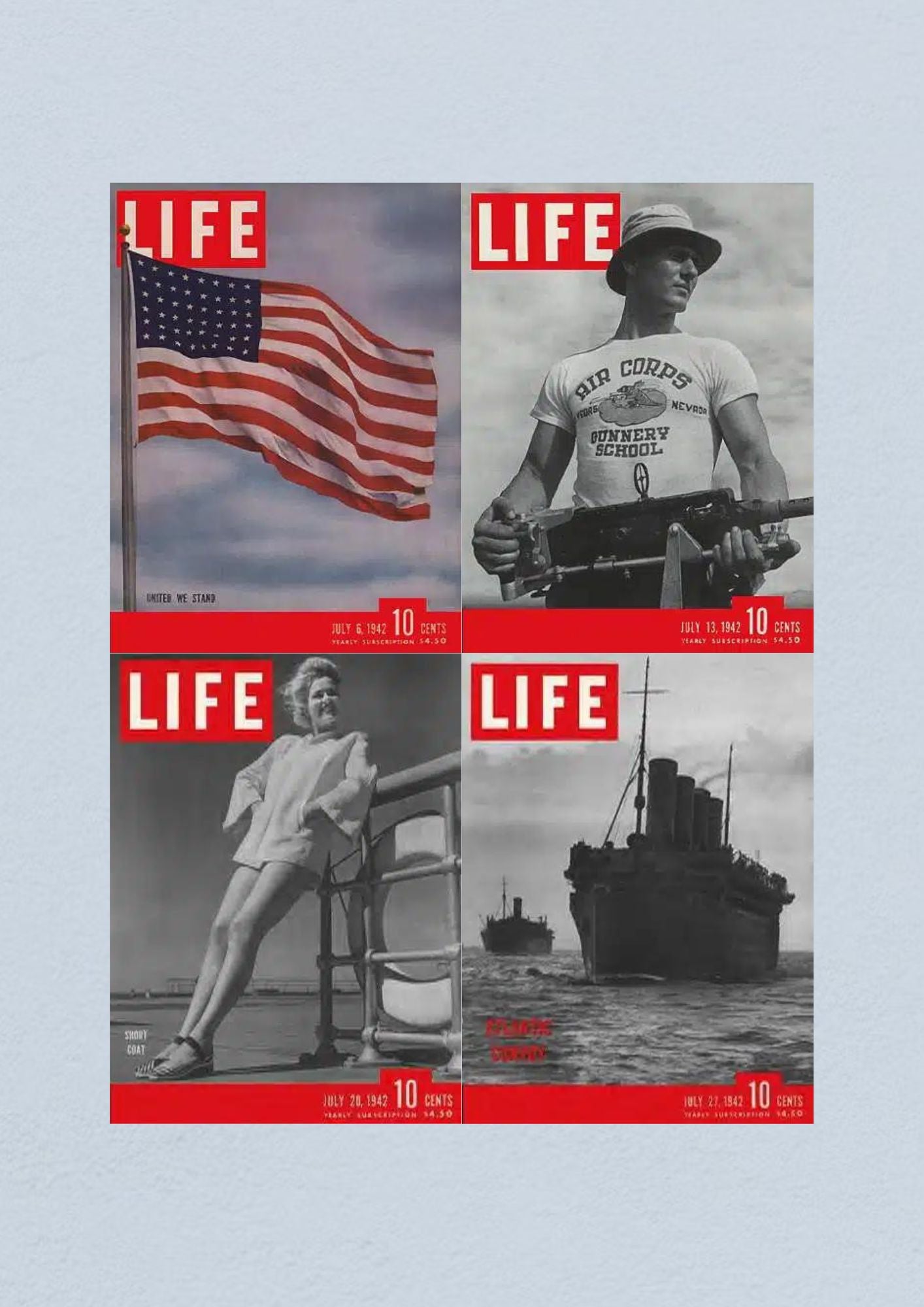 Life Magazine Lot of 4 Full Month of July 1942 6, 13, 20, 27 WWII ERA