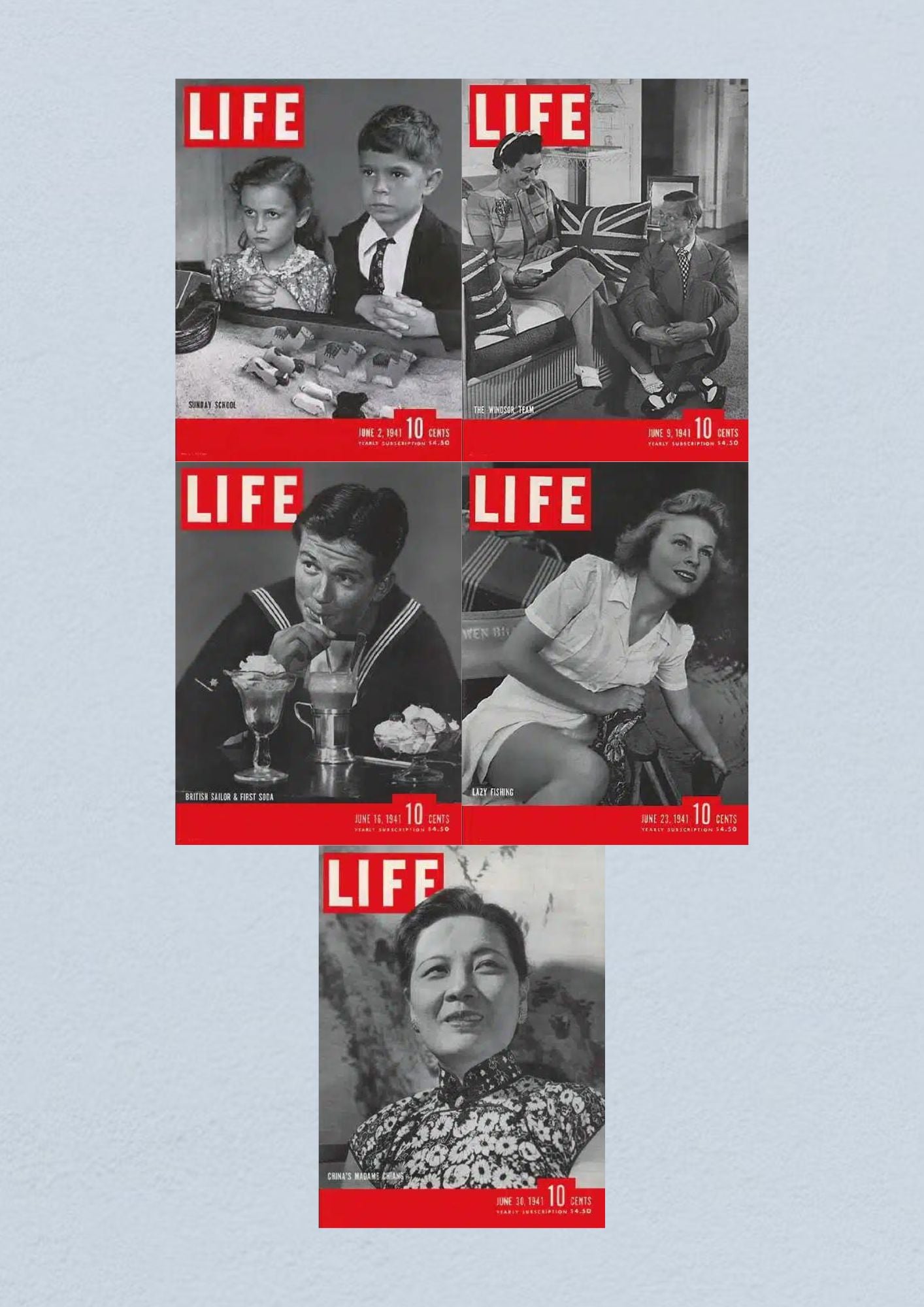 Life Magazine Lot of 5 Full Month of June 1941 2, 9, 16, 23, 30 WWII ERA