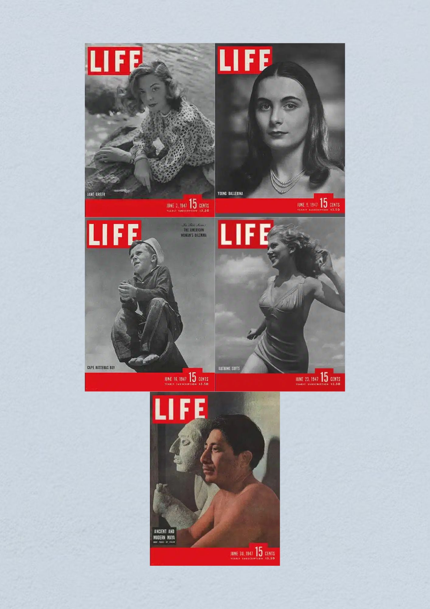 Life Magazine Lot of 5 Full Month of June 1947 2, 9, 16, 23, 30