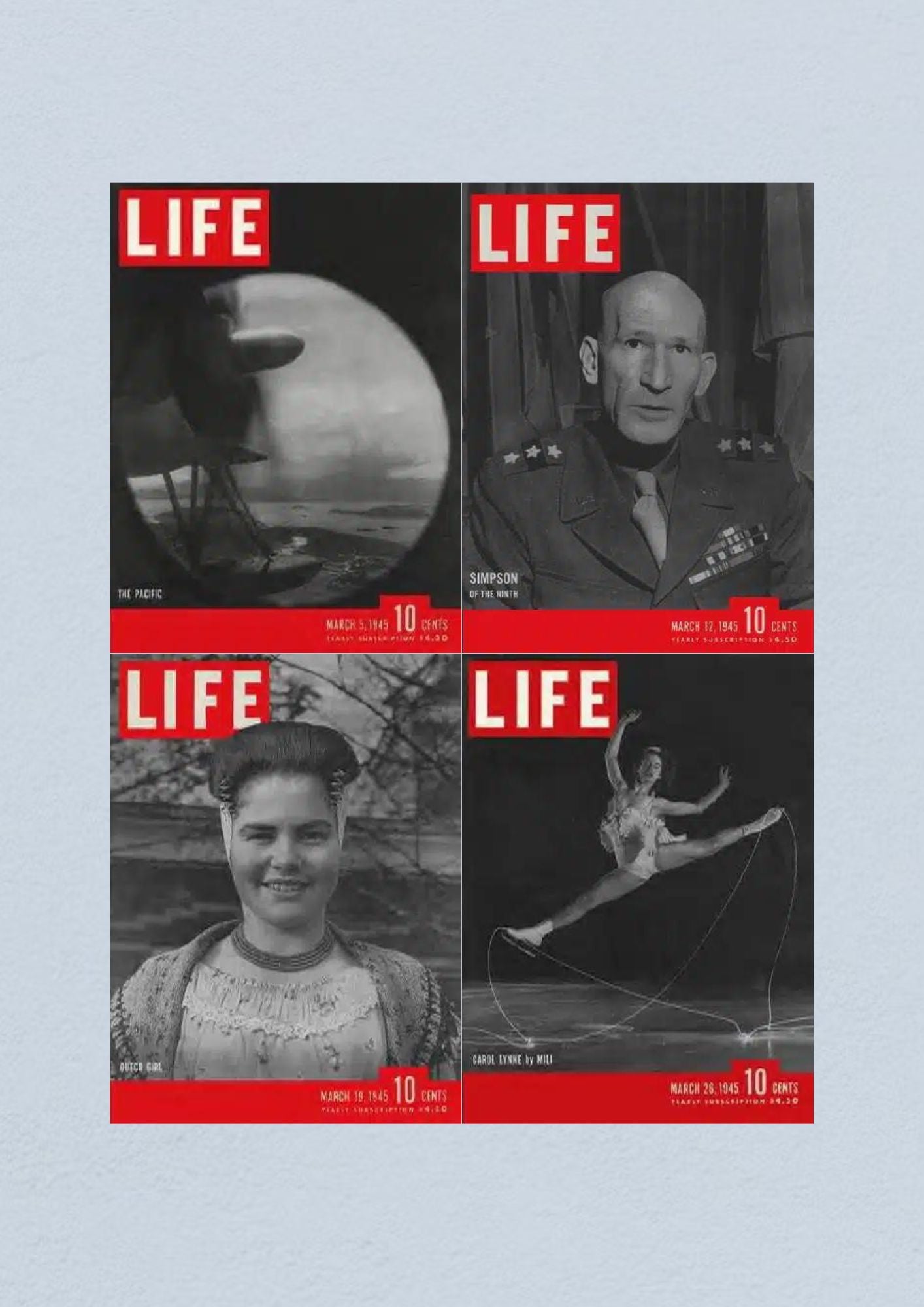 Life Magazine Lot of 4 Full Month of March 1945 5, 12, 19, 26 WWII ERA