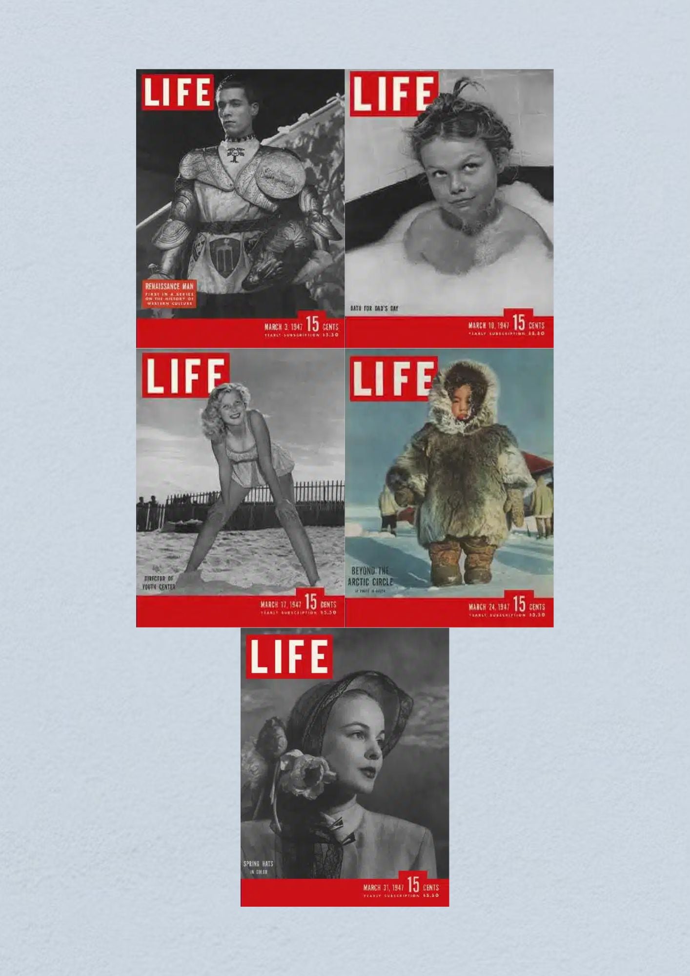 Life Magazine Lot of 5 Full Month of March 1947 3, 10, 17, 24, 31