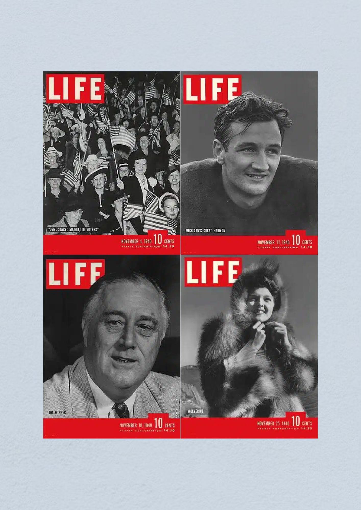 Life Magazine Lot of 4 Full Month November 1940 4, 11, 18, 25 FRANKLIN ROOSEVELT