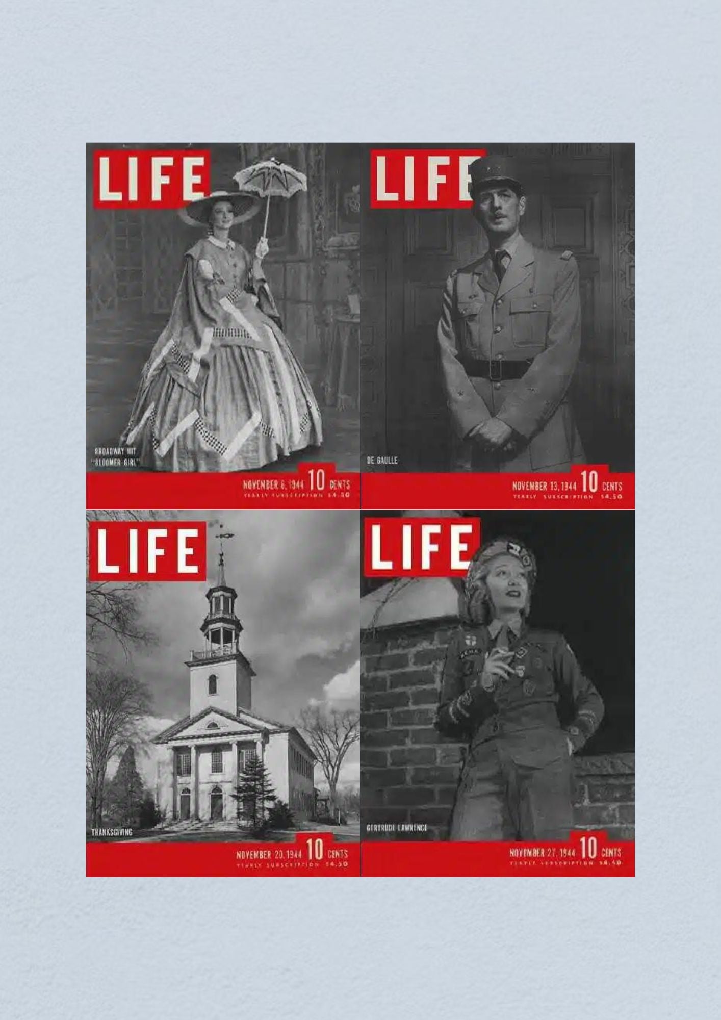 Life Magazine Lot of 4 Full Month of November 1944 6, 13, 20, 27 WWII ERA