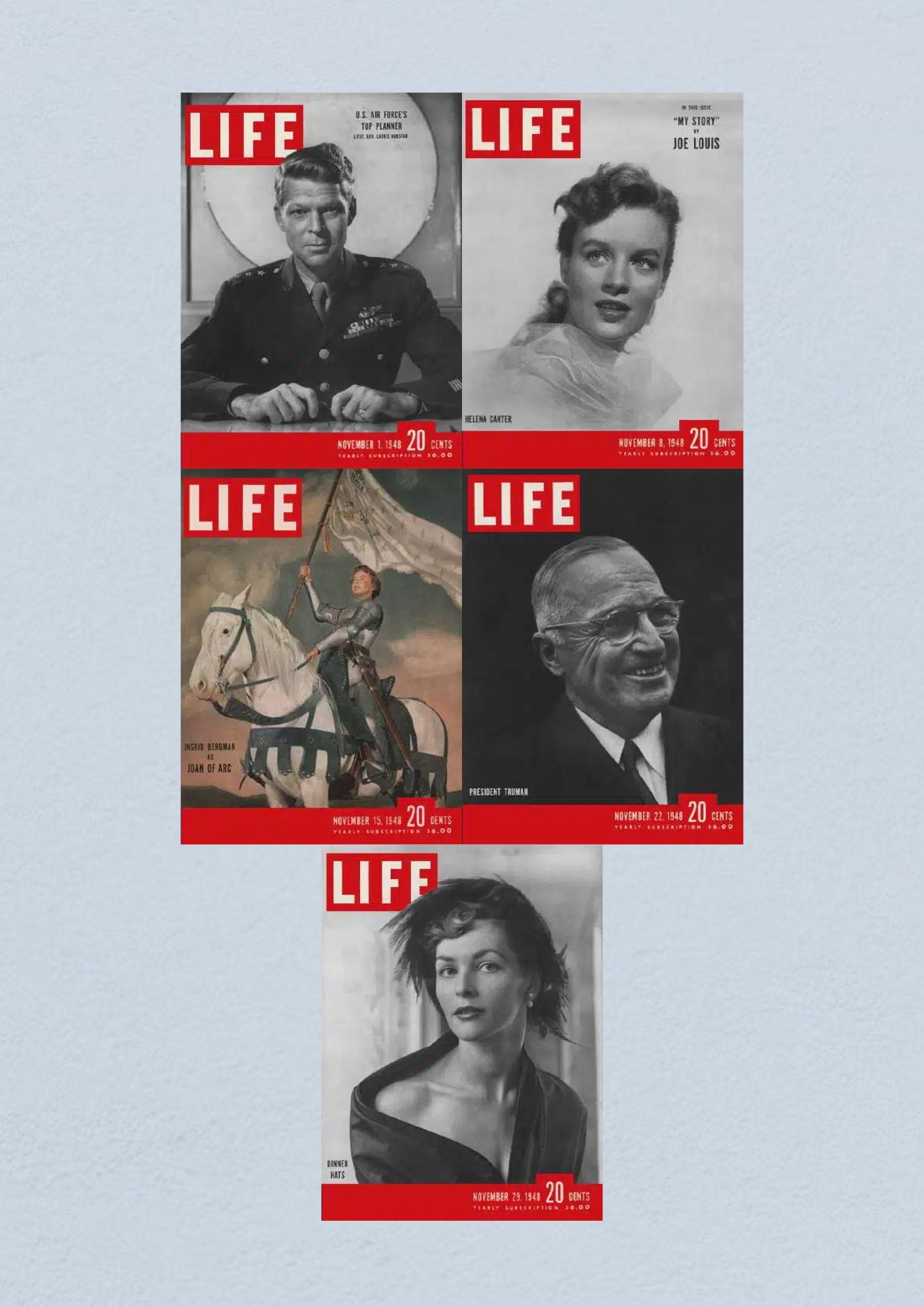 Life Magazine Lot of 5 Full Month of November 1948 1, 8, 15, 22, 29