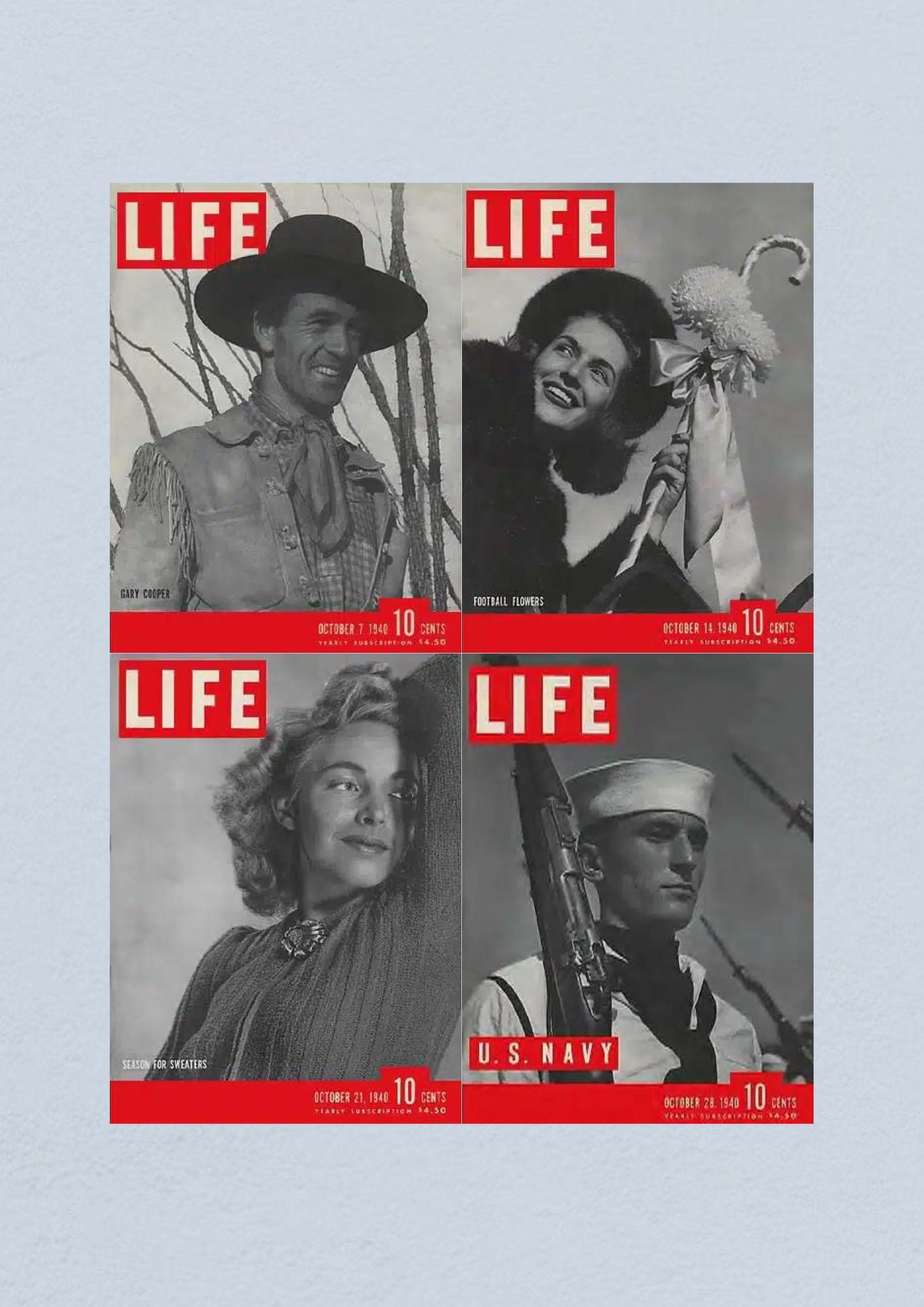 Life Magazine Lot of 4 Full Month of October 1940 7, 14, 21, 28 WWII ERA