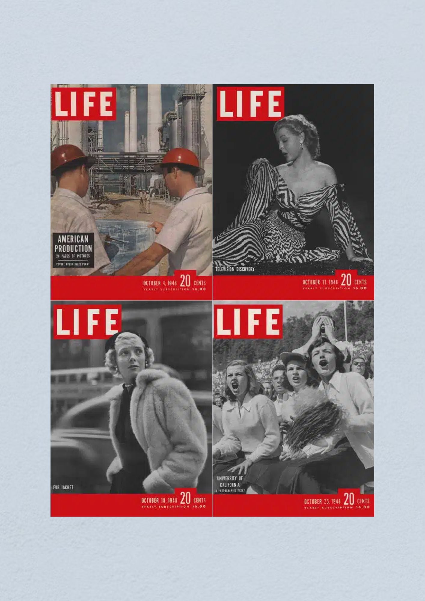 Life Magazine Lot of 4 Full Month of October 1948 4, 11, 18, 25 JOAN DIENER