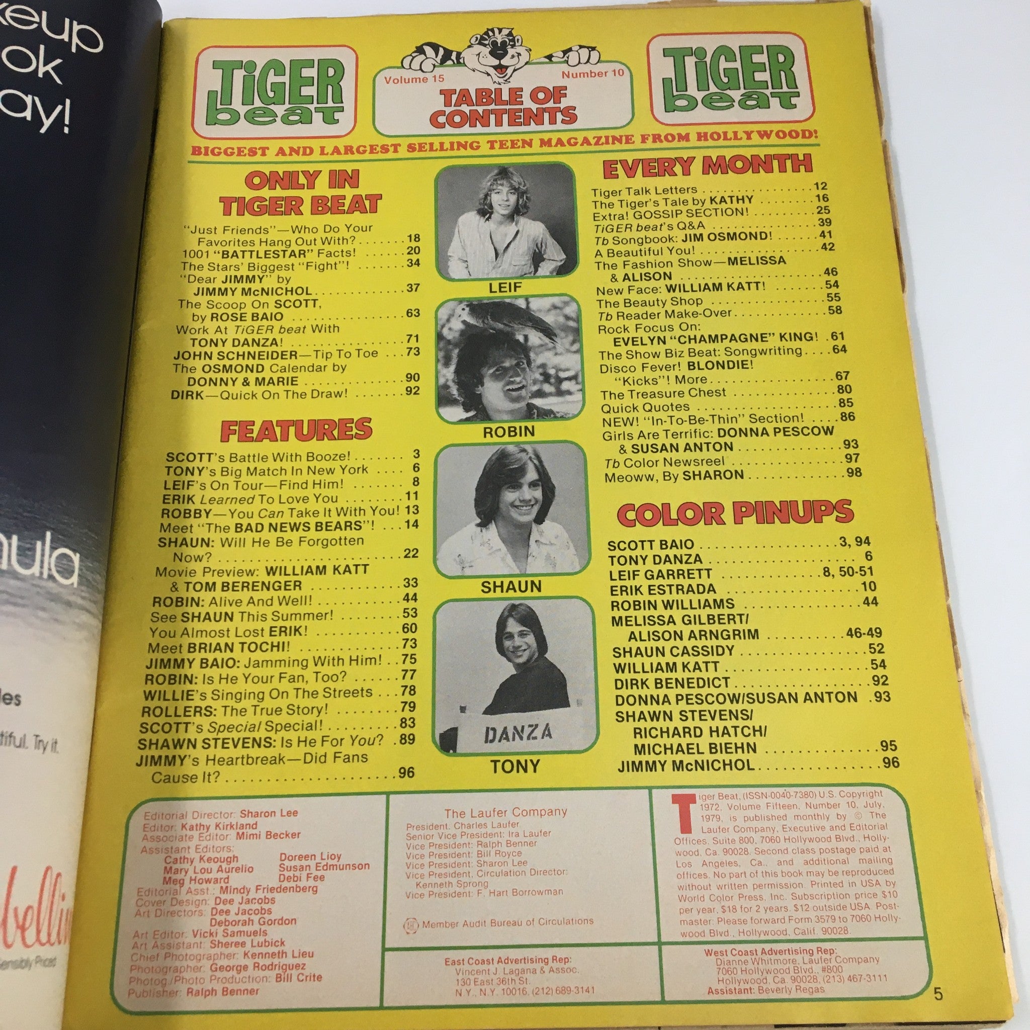 VTG Tiger Beat Magazine July 1979 Scott Baio, Tony Danza & Erik Estrada No Label