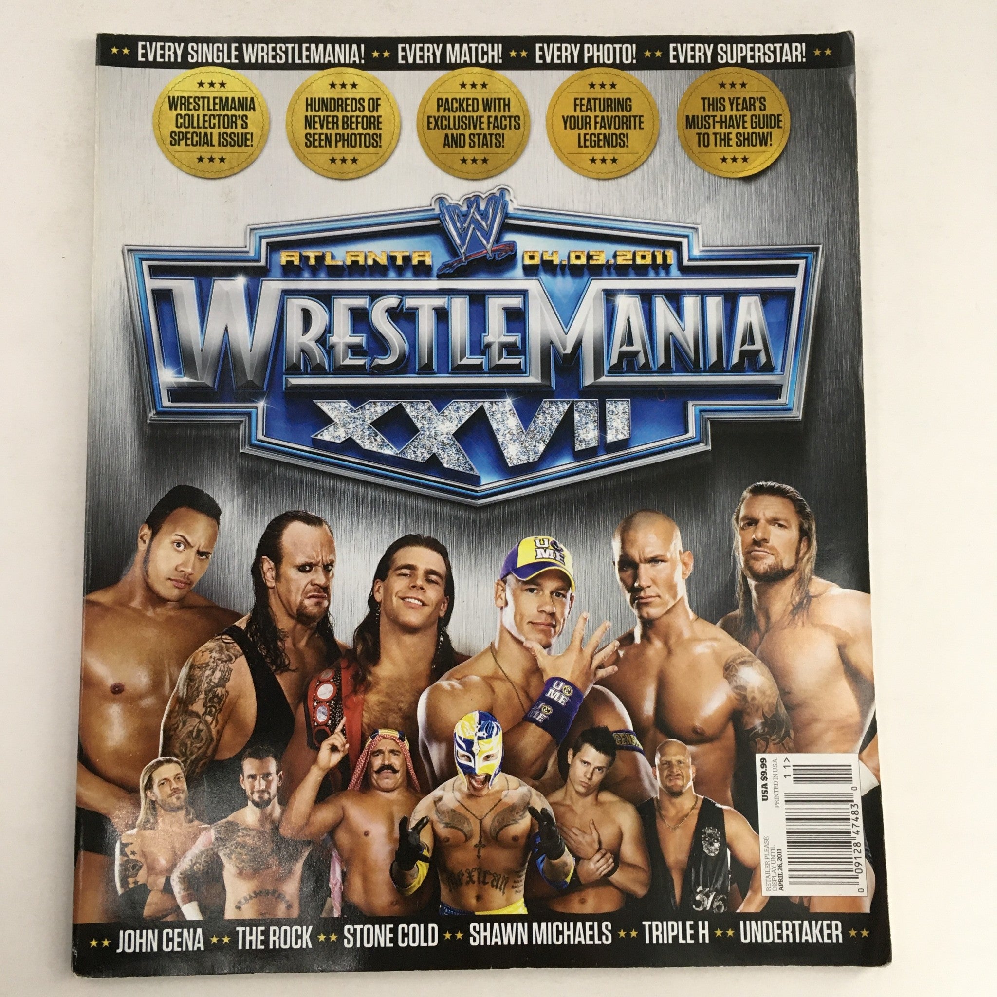 WWF Magazine 2011 Wrestle Mania XXVII John Cena, The Rock, Ice Cold, No Label