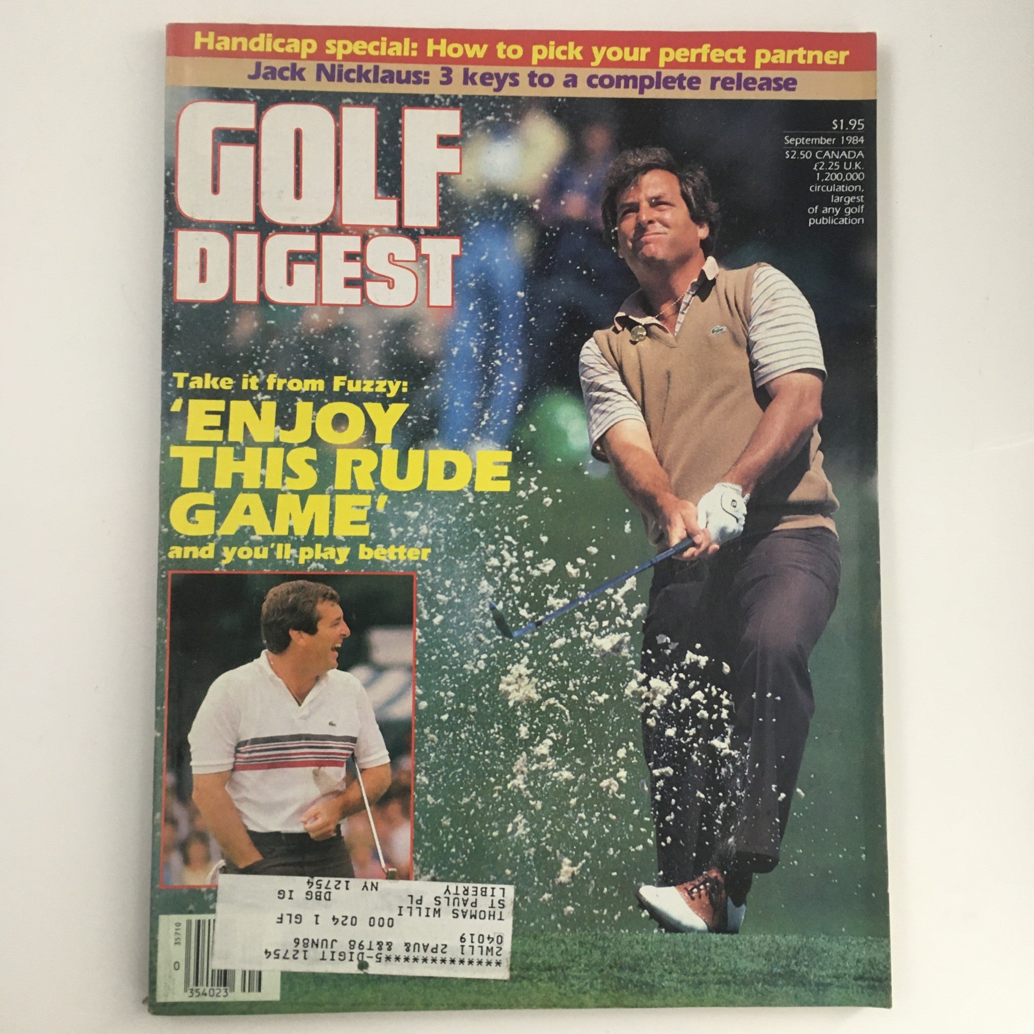 Golf Digest Magazine September 1984 Golfer Fuzzy Zoeller & Jack Nicklaus Feature