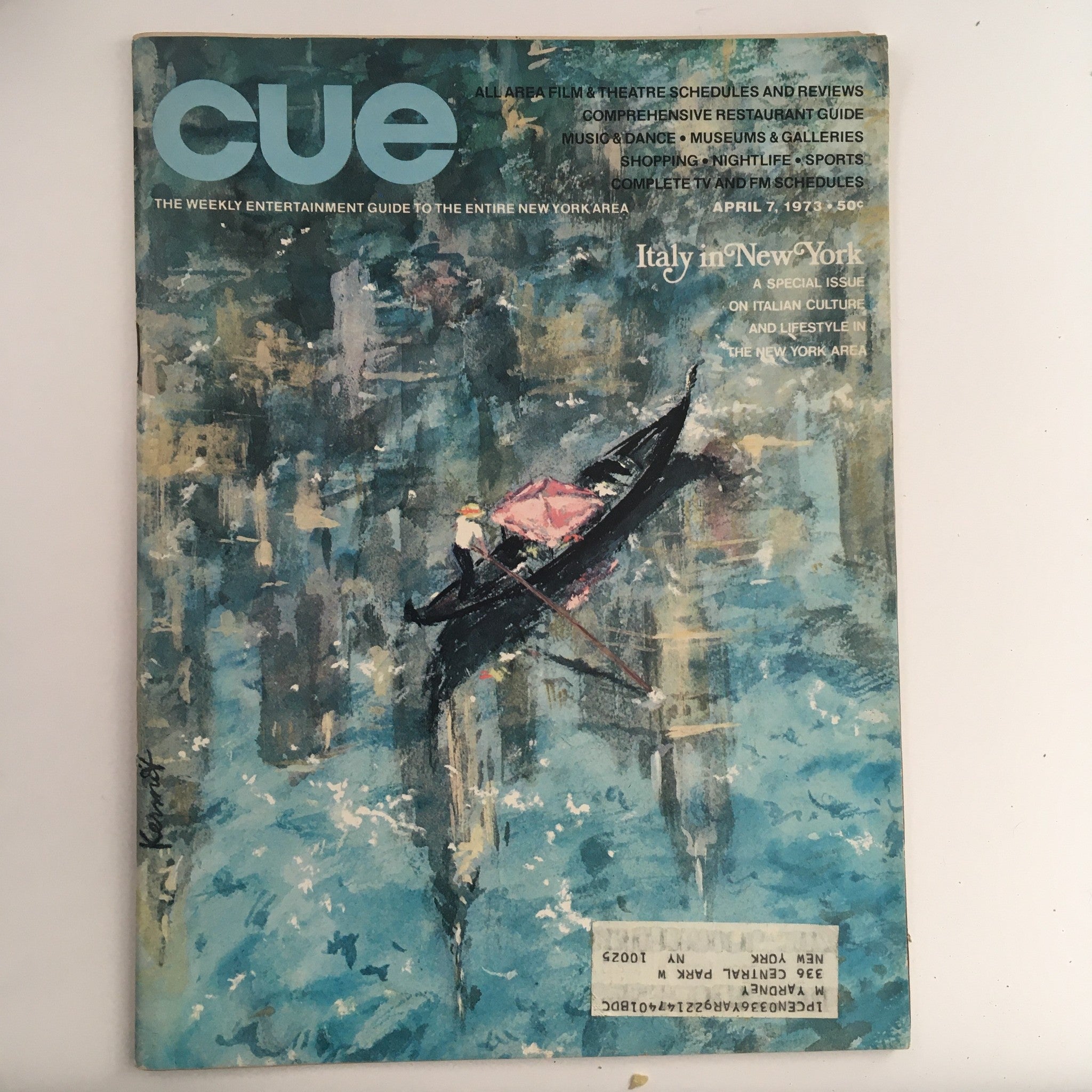 Cue Magazine April 7 1973 Italian Culture & Lifestyle in The New York Area