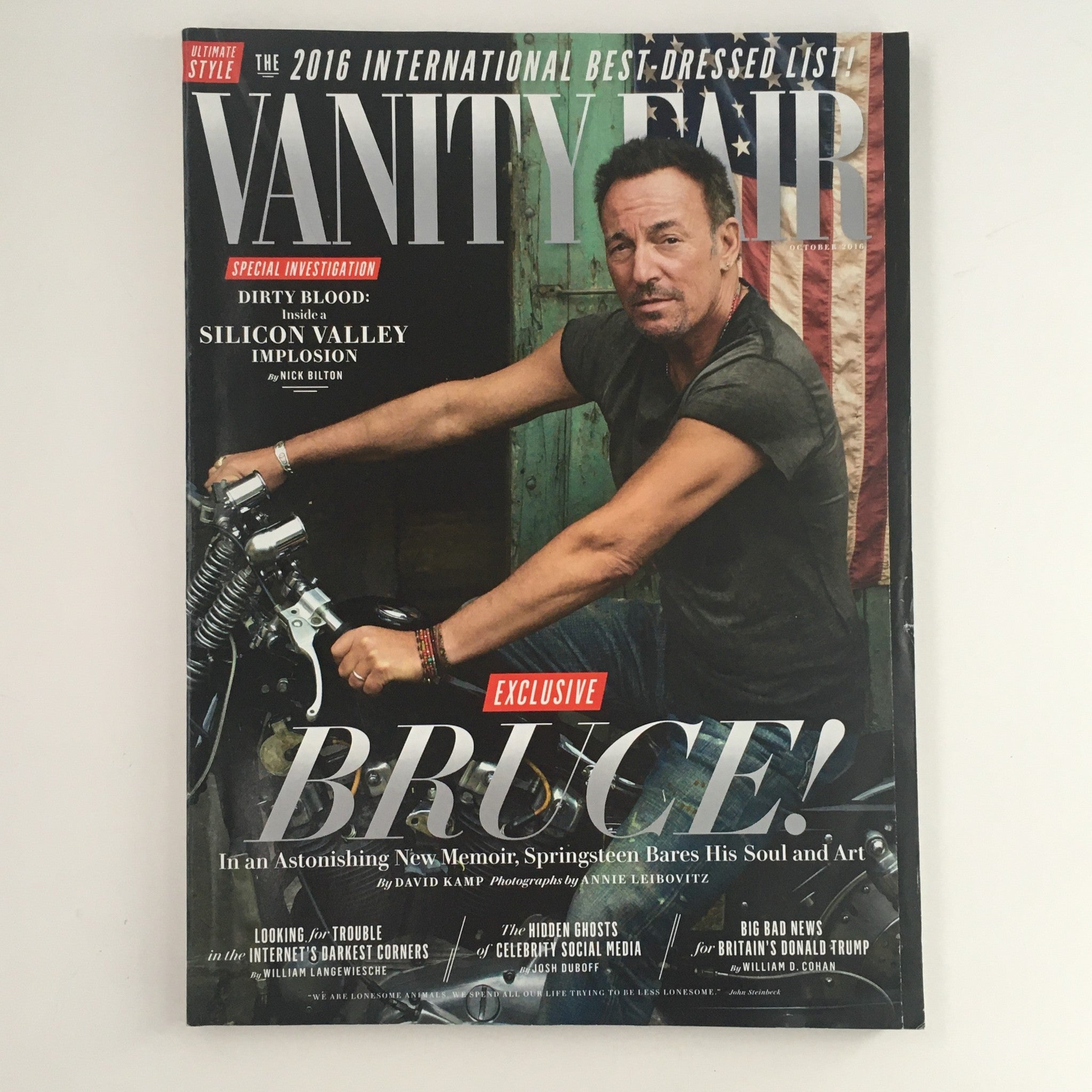 Vanity Fair Magazine October 2016 Bruce Springsteen New Memoir, No Label VG