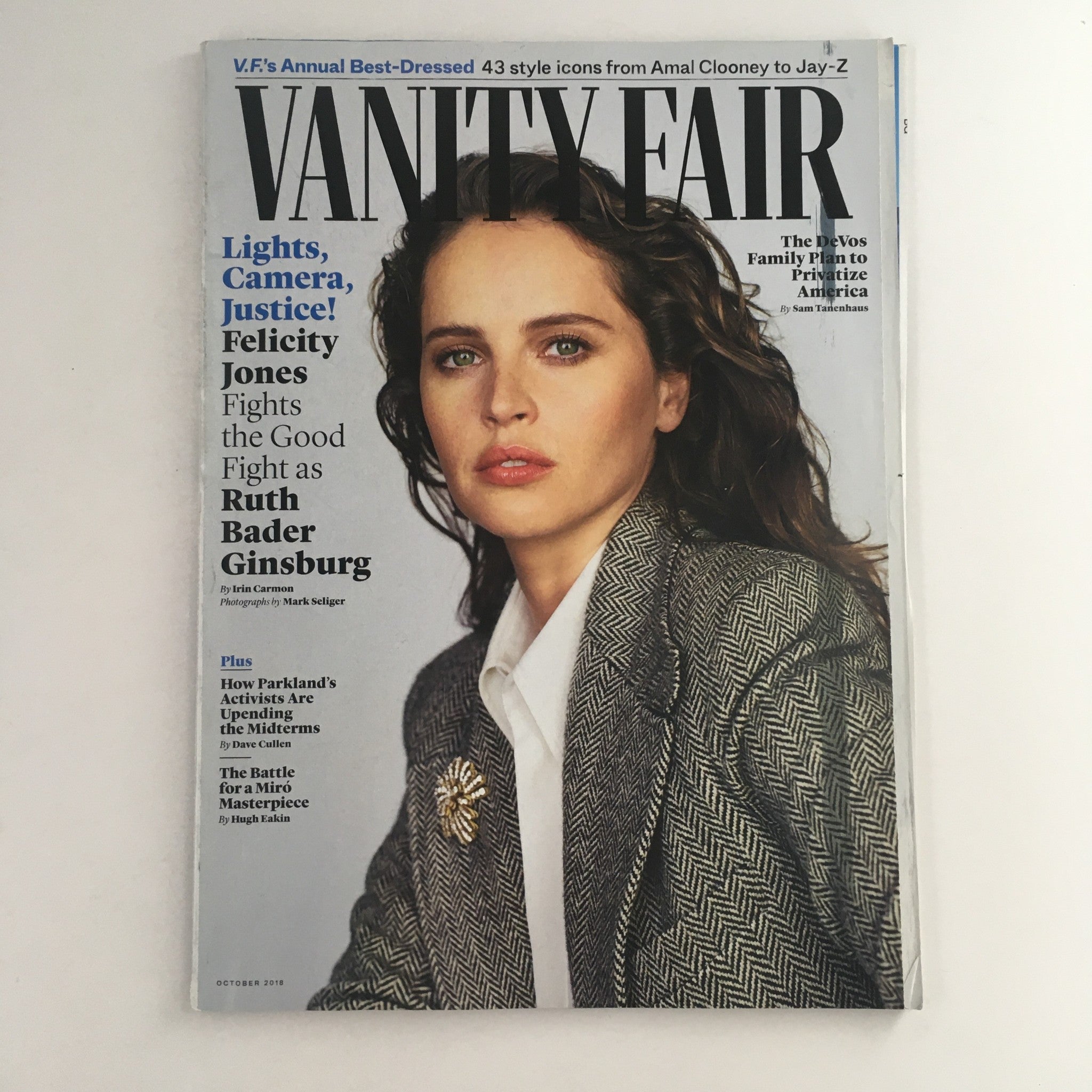 Vanity Fair Magazine October 2018 Felicity Jones & Ruth Bader Ginsburg, No Label