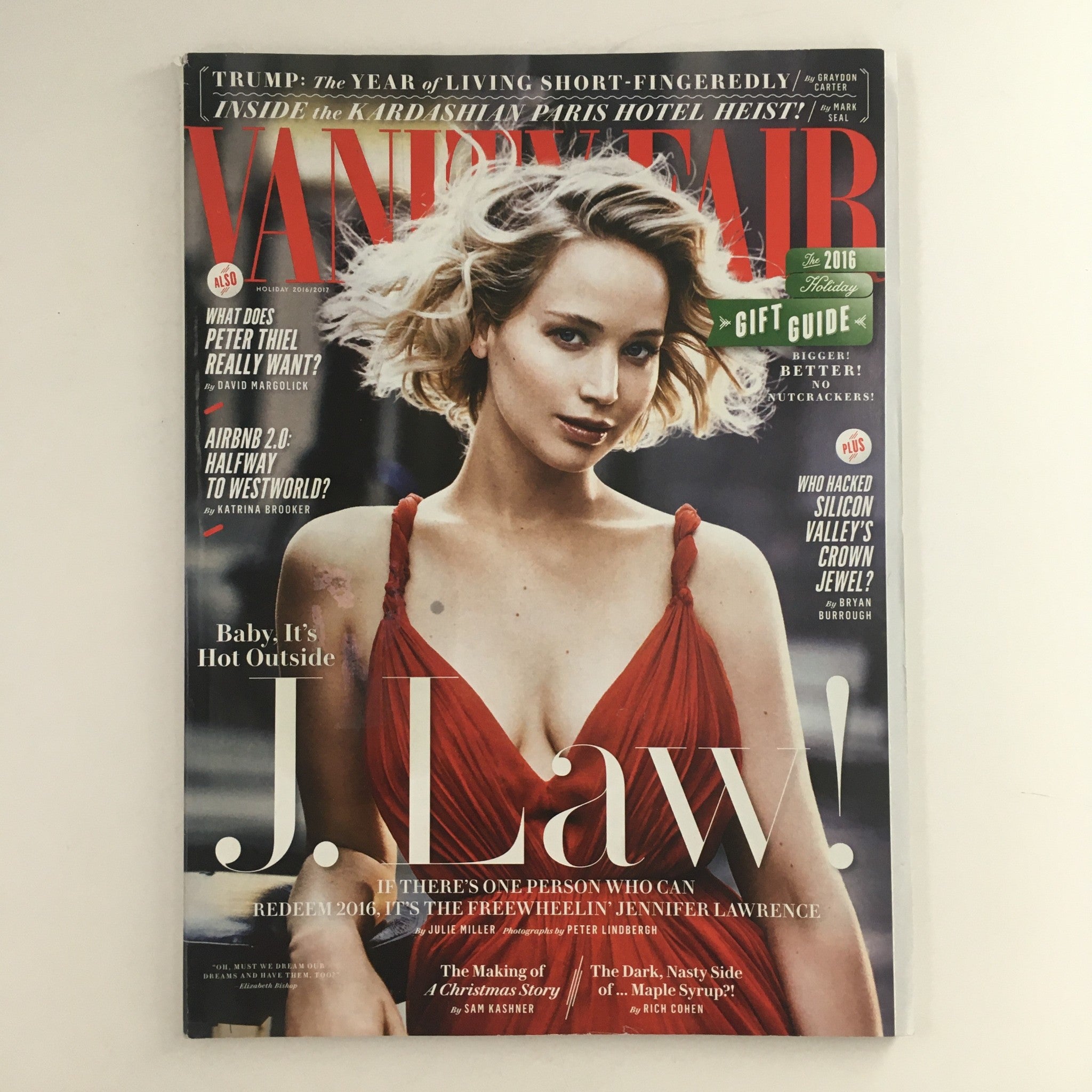 Vanity Fair Magazine Holiday 2016 Freewheelin' Jennifer Lawrence, No Label