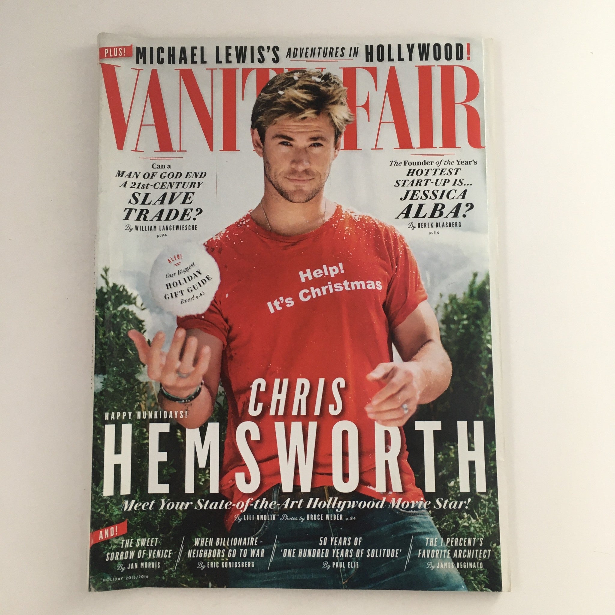 Vanity Fair Magazine Holiday 2015 Chris Hemsworth & Jessica Alba, No Label