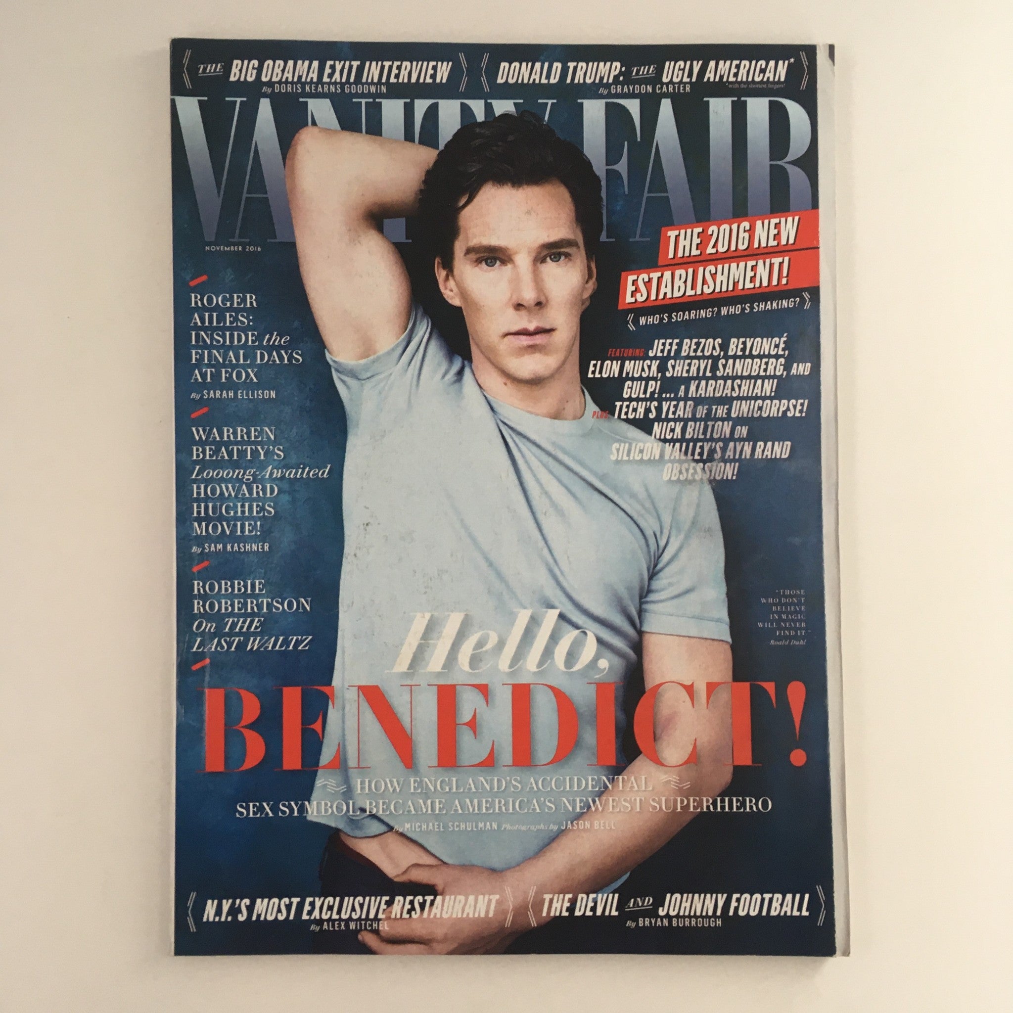 Vanity Fair Magazine November 2016 English Actor Benedict Cumberbatch, No Label