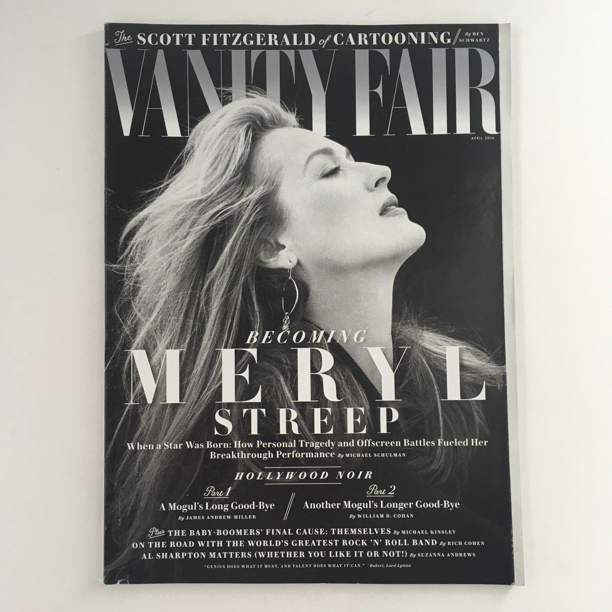 Vanity Fair Magazine April 2016 Actress Meryl Streep & Scott Fitzgerald No Label