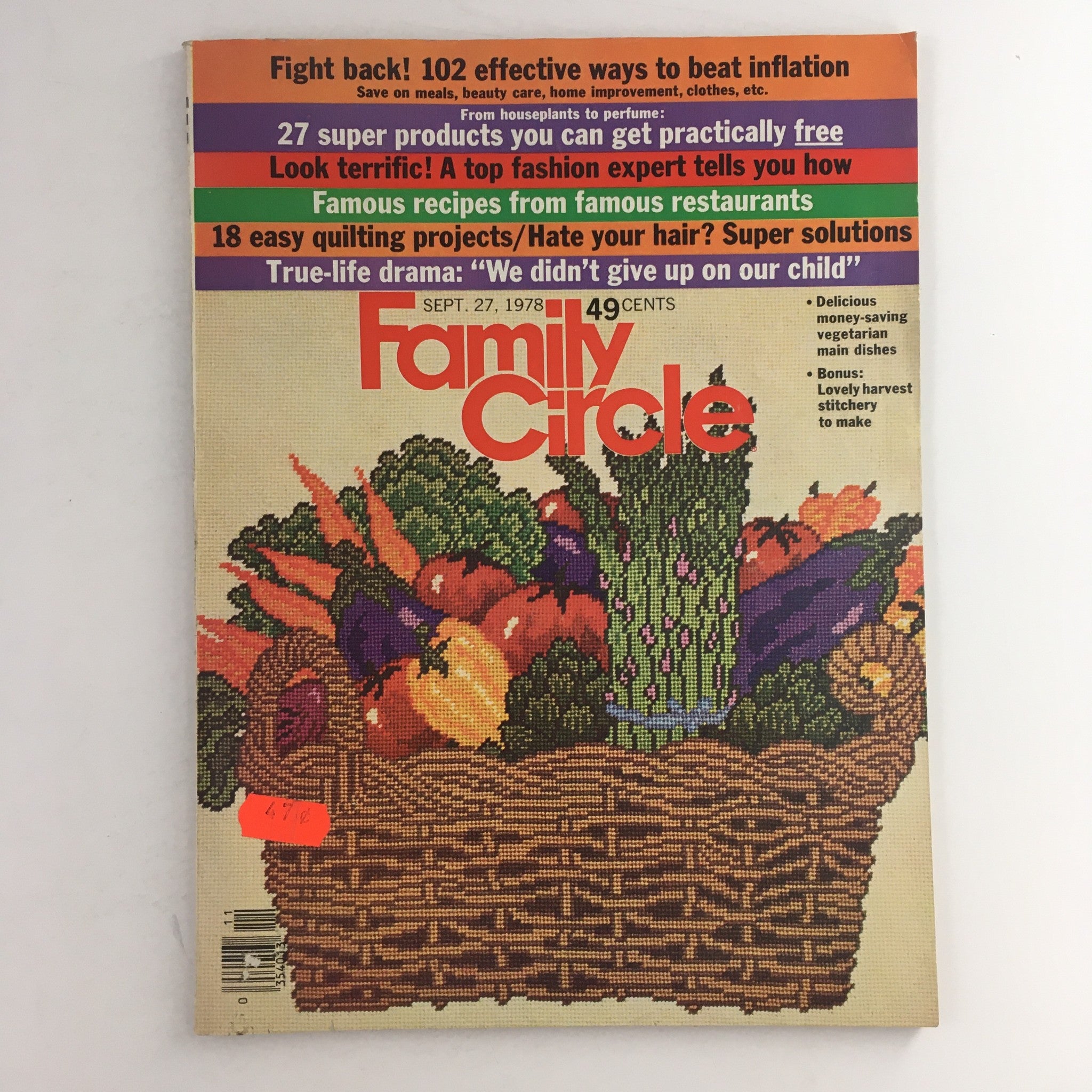 Family Circle September 27 1978 Money-Saving Vegetarian Main Dishes, No Label